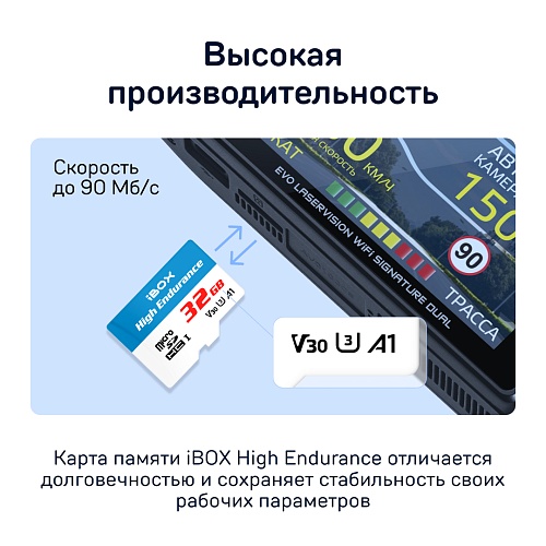 Карта памяти microSDHC 32GB iBOX High Endurance Speed Card